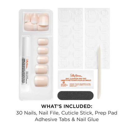 Sally Hansen Instant Cuticle Remover & Salon Effects Perfect Press-On Nails, A La Mode, 30 Designs, Nail Glue & Tabs