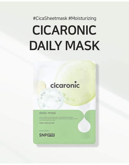 [K Beauty Snp] Cicaronic Ampoule Sheet Mask | Soothing, Hydrating, and Calming for All Sensitive Skin Types with Cica, Hyaluronic | Face Masks Skincare | Korean Skin Care Facial Mask | 10 Sheets