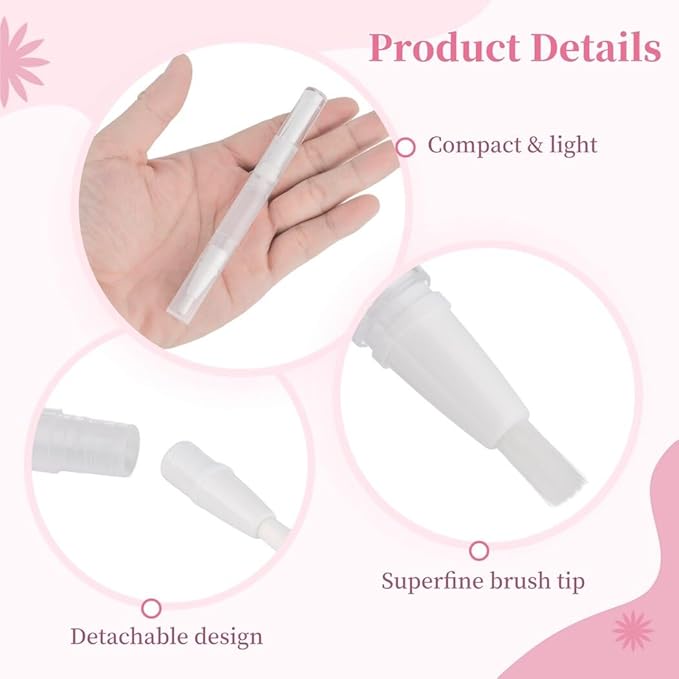 100PCS Empty Cuticle Oil Pen Refillable Transparent Twist Pens 3ml, Empty Nail Oil Pen with Brush Tip, Eyelash Growth Liquid Tube, Cosmetic Lip Gloss Container Applicators