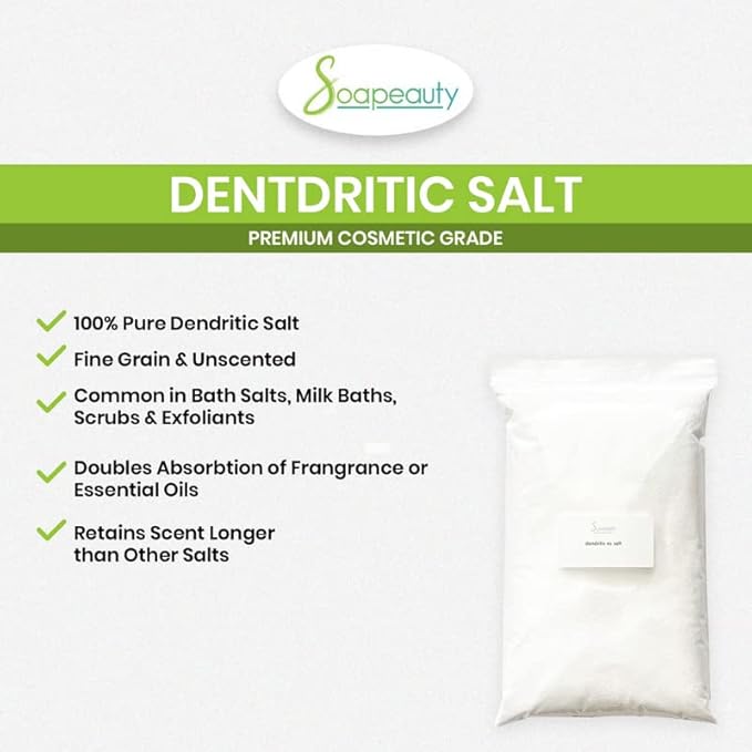 Soapeauty Dendritic Salt 8 OZ | Premium Fine Salt Grain Body Scrub, Milk Bath Exfoliant for Relaxation