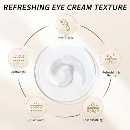 Under Eye Cream for Wrinkles, Skin Renewing Eye Cream With Peptides + Caffeine for Dark Circles and Puffiness, Anti Aging, Reduce Fine Lines and Under EyeBags, Fragrance Free