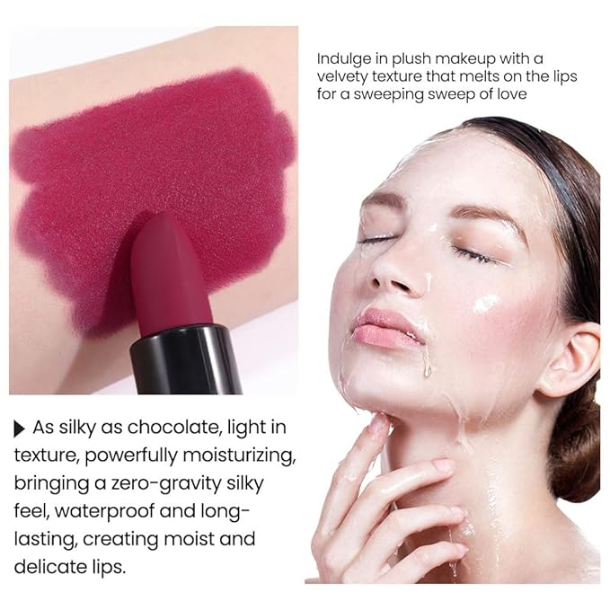 evpct 6Pcs Velvet Matte Lipstick Sets for Women, Ruby red Nude pink Dusty rose Plum purple Wine red Dark Red Lipstick Waterproof Lip Stick Stain Makeup Gift Sets labiales mate 24 horas originales C