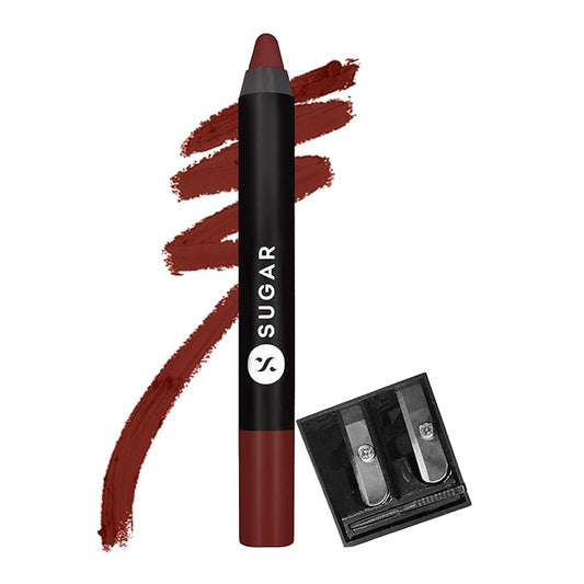 SUGAR Cosmetics Matte As Hell Crayon Lipstick36 Veronica Mars (Brown Toned Burnt Orange) with SharpenerHighly pigmented, Creamy Texture, Long lasting Matte Finish