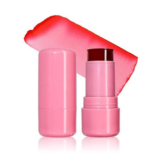 Cooling Water Milk Jelly Blush, Cooling Water Jelly Tint, Milk Blush Lip and Cheek Makeup Stick, Sheer Lip & Cheek Tint Stain, Buildable Watercolor Finish, Multi-Use Milk Face Makeup, 01