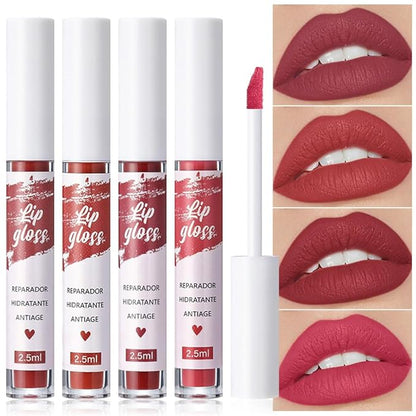 4Pcs Velvet Matte Liquid Lipstick Lipgloss Makeup Sets,Red Lipgloss