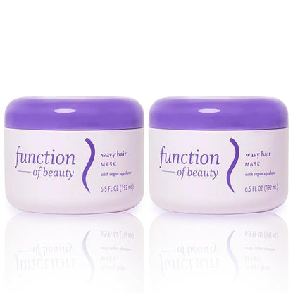 FUNCTION OF BEAUTY Hair Mask for Wavy Hair, 6.5 oz Each (2-Pack) - Deep Conditioning Formula With Argan Oil to Restore Shine & Vegan Squalane to Prevent Hair Breakage, Customizable Haircare