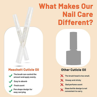 Meschett 2PCS Cuticle Oil Pens for Nail Care,Cuticle Revitalizer Oil Pen with Soft Brush,Cuticle Oil to Prevent Nail Cracking and Dry (Osmanthus flowers & Jasmine Flavor)