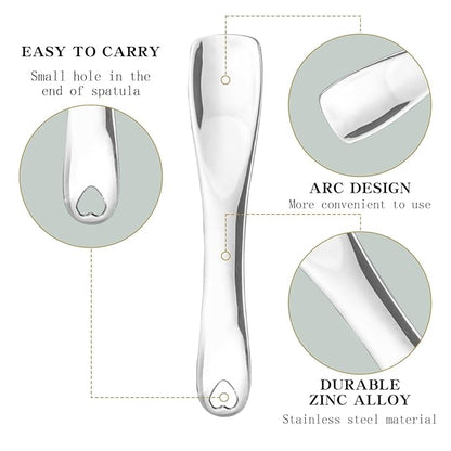 3 PCS Facial Spatula Massage Eye Roller Dark Circles Skincare Tool Face Cream Lotion Makeup Stainless Steel Applicator Wand Neck Lines Beauty Instrument Stick Spoon Device(Silver)