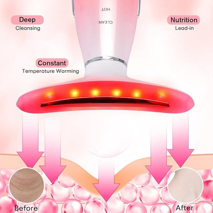 Facial Massager,Neck Face Massager Tool,3 Mode Massage with Heat,Portable Beauty Instrument for Skin Care Women Gift (Gradient Pink)