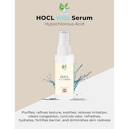 VoilaVe Pure Hypochlorous Acid Serum, Anti-Wrinkle Hypochlorous Acid Face Serum for Redness - Reduce Dryness, Skin Irritation, Eye Puffiness & Dark Circles | For Acne & Spots 2.0 Oz