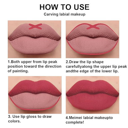 BINGBRUSH 2 Colors Liquid Matte Lipstick and Lipliner Set, Red Nude Lip Tint 24 Hour Waterproof Velvet Nonstick Cup Lipgloss Lip Stain Pigmented Lip Makeup Gift Sets for Girls and Women Labiales31&32