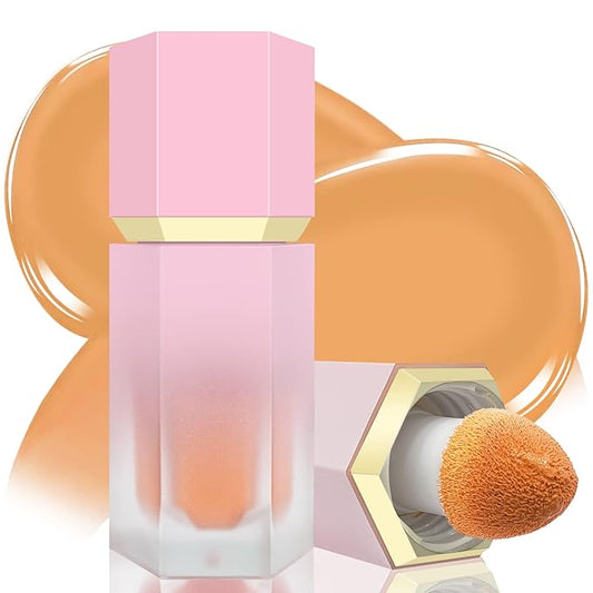 Liquid Blush for Cheeks, Soft Cream Blush with PEACE-Natural Orange