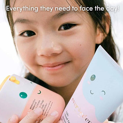 Evereden Kids Morning Skincare Set – Cloud Face Wash, SPF 20 Daily Face Cream, Hair Spray & Headband – 4-Piece Clean Routine, Vegan & Dermatologist-Tested
