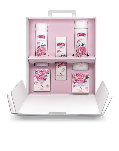 Bulgarian Rose 5 Piece Gift Set with Natural Rose Soap, Rose Body Lotion, Rose Hand Cream, Rose Day Face Cream, Rose Micellar Water