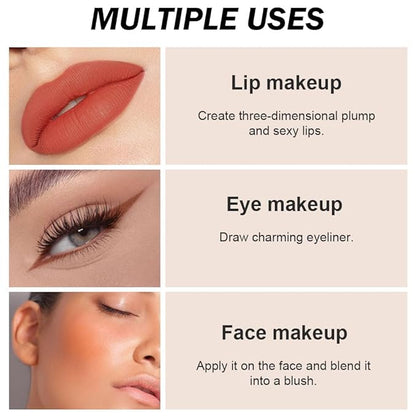 3pcs Matte Brown Retractable Lip Liner Pencil Lipstick Long