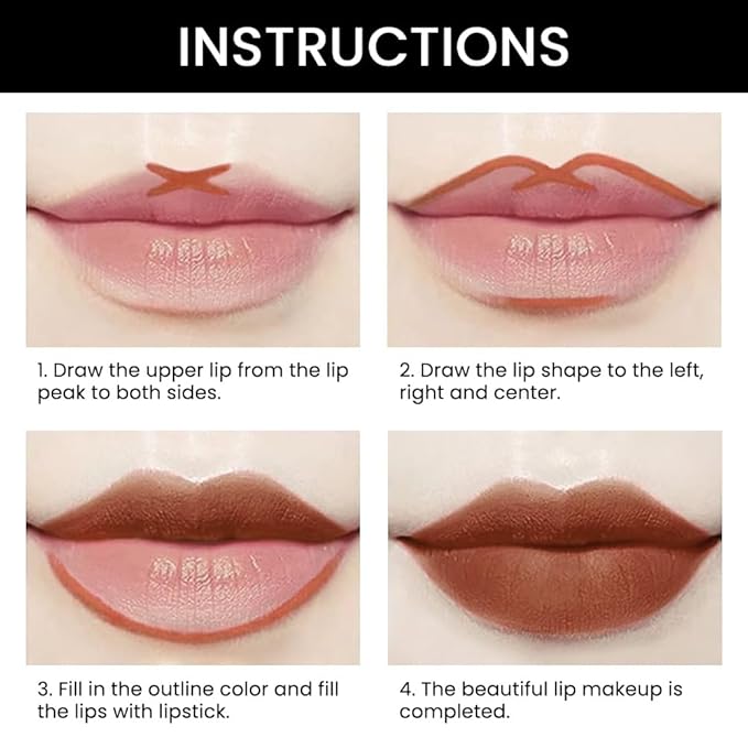evpct 1Pcs Brown Matte Lip Liner and Lipstick