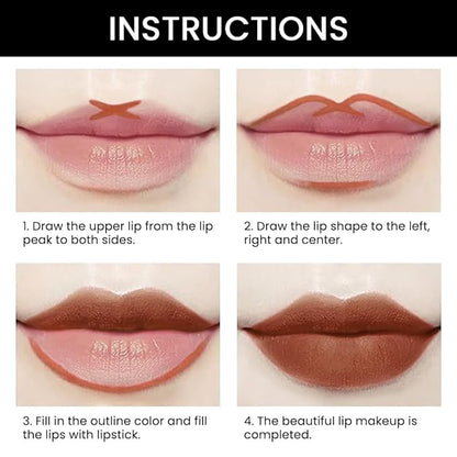 evpct 1Pcs Brown Matte Lip Liner and Lipstick