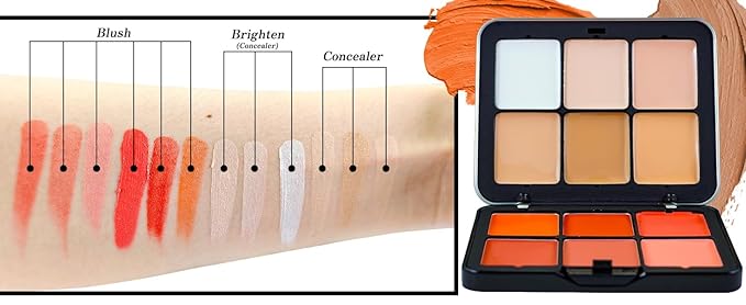 Cream Concealer Palette/Blush Palette Kit, 2 In One