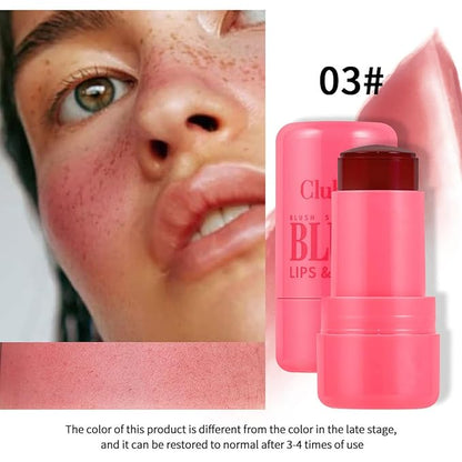 Cooling Water Jelly Tint Blush, Multi-Use Lip Stain Tint & Cheek Stick, Chill Poppy Pink Lip Gloss -1,000+ Swipes Per Stick Longlasting & Non-Stick Watercolor Effect Vivid Color (# 03)