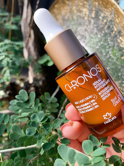 natura - Chronos Intensive Anti-Oxidant Serum - Brightening 15% Vitamin C Serum - Protects from Oxidation with Inga, Açaí & Cacau - Stimulates Collagen Vegan & Cruelty-Free Skincare - 15ml