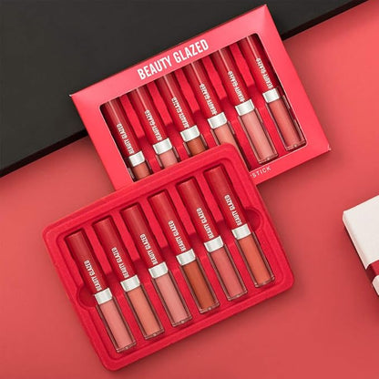 6 Pcs Matte Liquid Lipstick Makeup Set, Non-Stick Cup Long-Lasting Wear Not Fade Waterproof Nude Red Velvet Lip Gloss Beauty Cosmetics Set