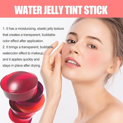 Cooling Water Jelly Tint,Multi-Use Cheek and Lip Stain,Water Jelly Tint Blush Stick,Natural Lasting Blush Lip Gloss - Buildable Watercolor Finish - 1,000+Swipes Per Stick - Vegan, Cruelty Free
