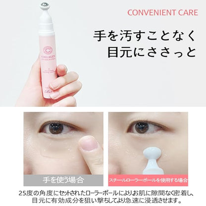 RiRe Collagen Eye Serum Stick 15ml(0.5 fl.oz.) Hydrolyzed Collagen 76%, Hypoallergenic, All Skin Type, Dermatologist Tested, Niacinamide, Adenosine,Airless Pump