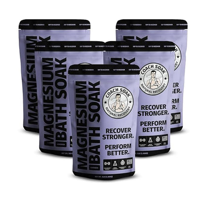 5 Pack Bundle: Coach Soak Recovery Bath Soak, Epsom Salt Bulk - Bath Salts Bulk, 5 Pack Bundle - Total of 15 Pounds (Lavender)