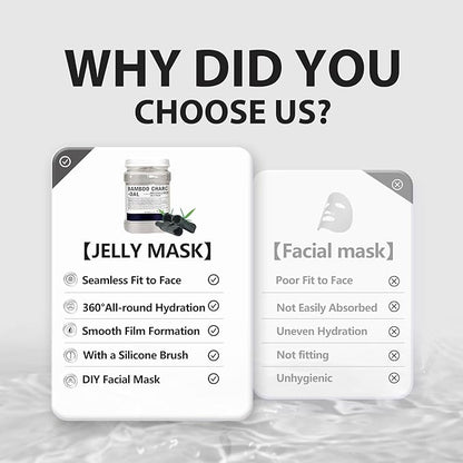 Jelly Mask for Facials, Hydrating & Moisturizing Peel-Off Rubber Gel Face Mask, Skin Care for Deep Hydration & Glow, 23 Fl Oz Jar, Professional Spa Use for All Skin Types with Bamboo essence