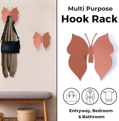 Butterfly 3D Blush Pink Butterfly Wall Hooks: Girl’s 2 Hangers