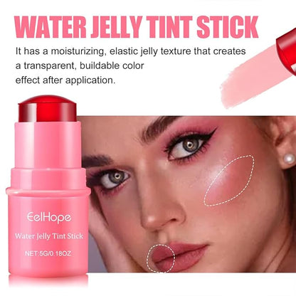 Cooling Water Jelly Tint,Multi-Use Cheek and Lip Stain,Water Jelly Tint Blush Stick,Natural Lasting Blush Lip Gloss - Buildable Watercolor Finish - 1,000+Swipes Per Stick - Vegan, Cruelty Free