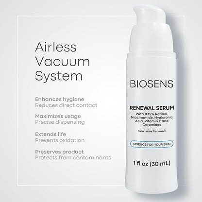 Retinol Serum for Face, 0.15% Retinol, Hyaluronic Acid & Niacinamide, Pore Minimizer, Antiaging & Skin Rejuvenation. Non-Comedogenic & Wrinkles reduction, Airless Pump, 1 fl oz