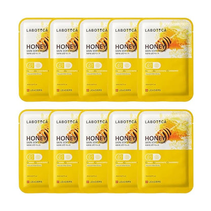 Honey Skin Soft Mask - Deep Hydration Elasticity Boost & Collagen Synthesis for Youthful Skin - Ideal for Dry Skin, Fine Lines, and Acne Care Korean Skincare (10 Sheets)