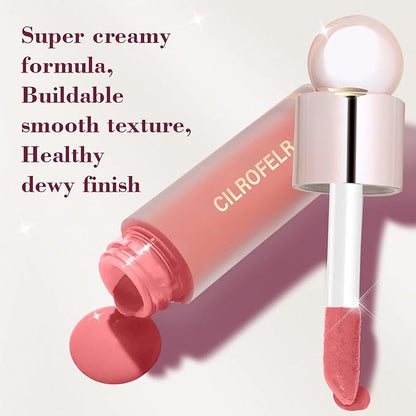 Cilrofelr Dewy Liquid Blush, Soft Cream Liquid Blush Coral Red)
