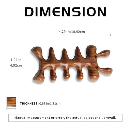 Frestyle Natural Wood Wide Tooth Hair Comb Head Scalp Massage No Static Green Sandalwood Hair Pick Wooden Comb for Women Men Kids Hair Neck Hands Legs Caring Tool (Cute Insect), Brown