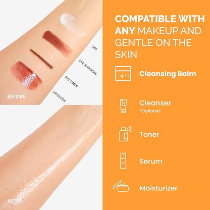 PLANTIFIQUE Korean Cleansing Balm Makeup Remover with Mango, Hyaluronic Acid, and Ceramide - Nourishing Melting Cleanser for All Skin Types, 1.41 oz / 40 g