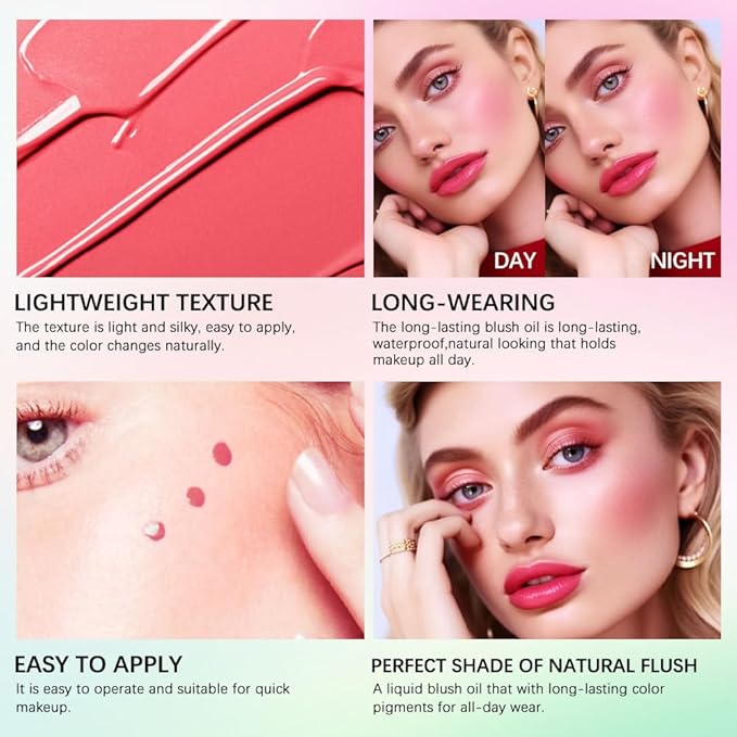 Mysense Tinted Blush Oil, Pink Liquid Blush for 02 Pink