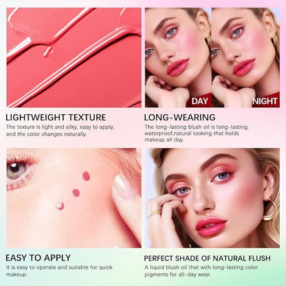 Mysense Tinted Blush Oil, Pink Liquid Blush for 02 Pink