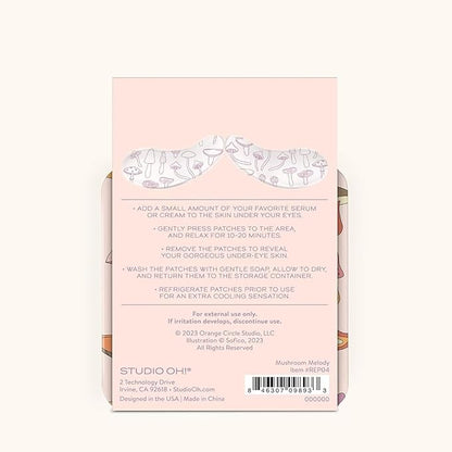 Studio Oh! Reusable Under-Eye Patches, Puffy Eyes Treatment and Under Eye Masks Skincare, 100% Silicone Eye Patches, Pairs with Favorite Serums or Creams, Mushroom Melody
