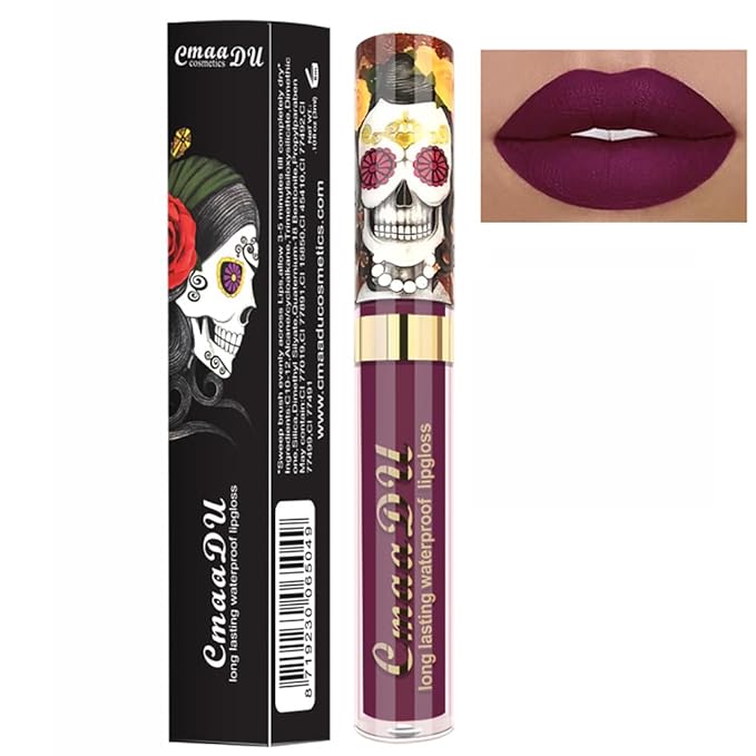 Skull Style Lipstick Matte Red Pink Purple Brown Long