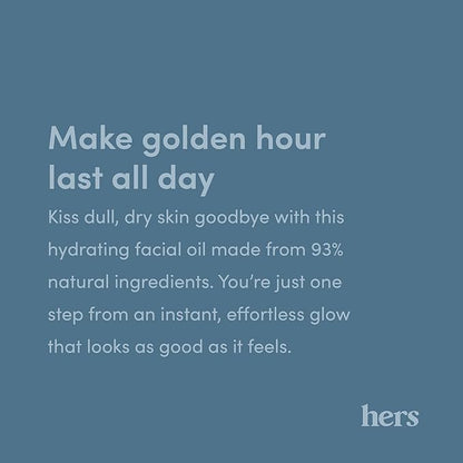 hers Effortless Glow Face Oil - Anti Aging Facial Oil for Glowing Skin - Softens, Hydrates, Smoothes Wrinkles - Contains Jojoba Oil, Tea Tree Oil, Rosehip - 1 fl Oz