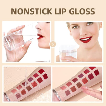 QiBest 12Pcs Velvet Matte Liquid Lipstick Makeup Sets Lipstick