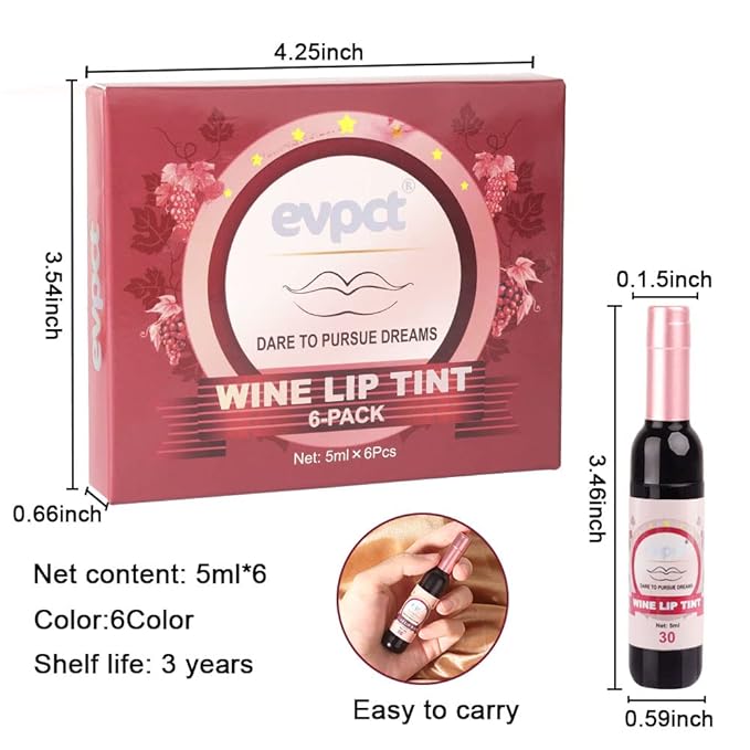 BINGBRUSH 6 Colors Matte Red Wine Liquid Lipstick Pack Set,Wine Lip Tint Long Lasting 24 Hour Waterproof Velvet Nonstick Cup Lipgloss Lip Stain Pigmented Lip Makeup Gift Sets for Girls and Women
