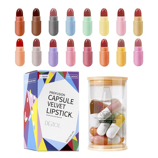 16 Colors Mini Lipstick Set, Capsule Mini Lipsticks, Long