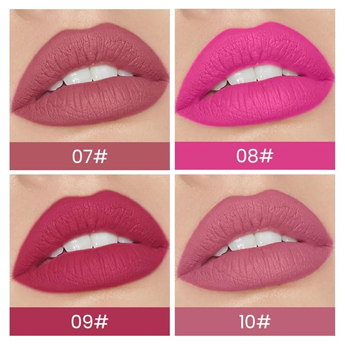 4Pcs Velvet Matte Liquid Lipstick Makeup Sets,Purple Brown High