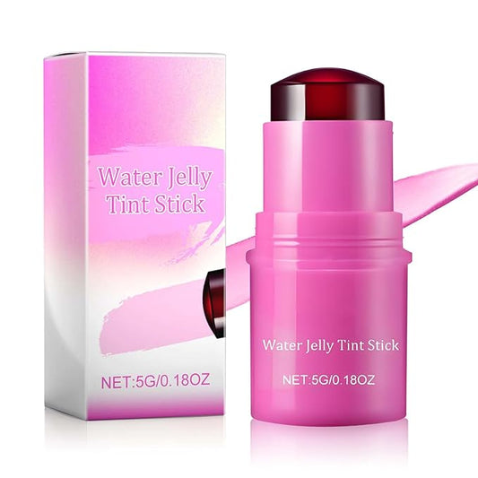 Cooling Water Jelly Tint, Multi-Use Sheer Lip & Cheek Stain, Water Jelly Blush Lip Gloss, Buildable Watercolor Finish Vivid Color Jelly Tint Stick - Vegan, Cruelty Free (Berry)