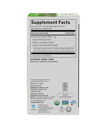 Organic India Energizing Tulsi Herbal Tea Favorites - Breakfast, Green, Moringa - Holy Basil, Adaptogen, Vegan, USDA Certified Organic, Non-GMO - 18 Infusion Bags per Box (Pack of 3)