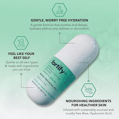 Fortify+ Natural Bacteria Fighting Skincare - Facial Mist Travel Capsule - Skin Protecting + Anti Aging | Helps Protect, Hydrate, & Refresh skin | Clean Beauty | Made in Korea - 85ML