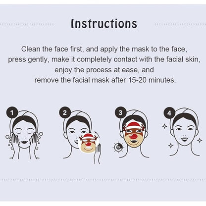 MOND'SUB Christmas Stocking Stuffer Facial Masks 8-Pack - Elk mask,Hydrating, Smoothing, and Refreshing Skin-Sheet Masks - Skincare for Moisturizing and Soothing Beauty