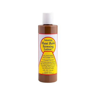 Amazing Maui Babe Browning Lotion 8oz - Maui Babe Tanning Lotion with Body Tanning Brush - Maui Tanning Lotion Kit